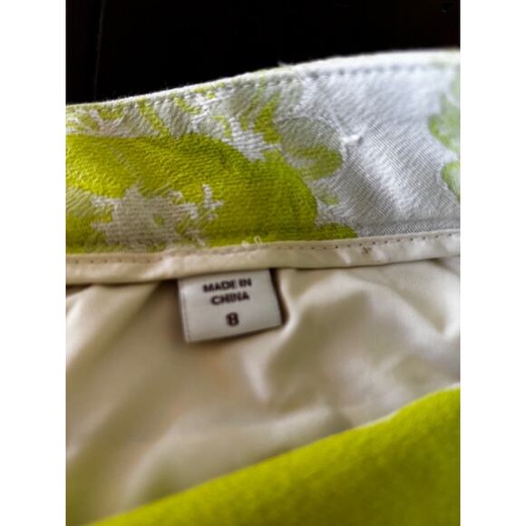 Coldwater Creek Women’s Size 6 Ankle Pants Lime Green Floral Print Cotton Blend - Picture 4 of 5